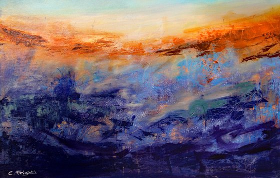 Moody Lavender - Large original abstract landscape