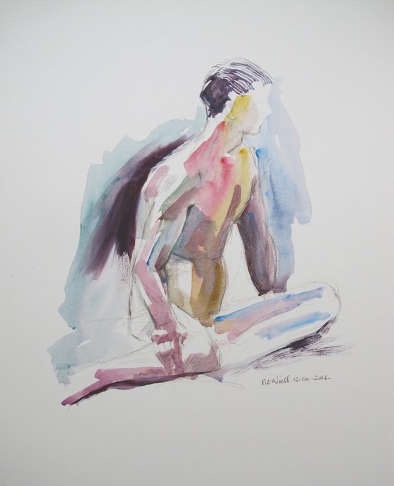 Seated female nude back study