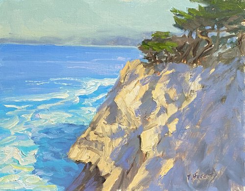 Cliff Edge Point Lobos Plein Air Seascape by Tatyana Fogarty