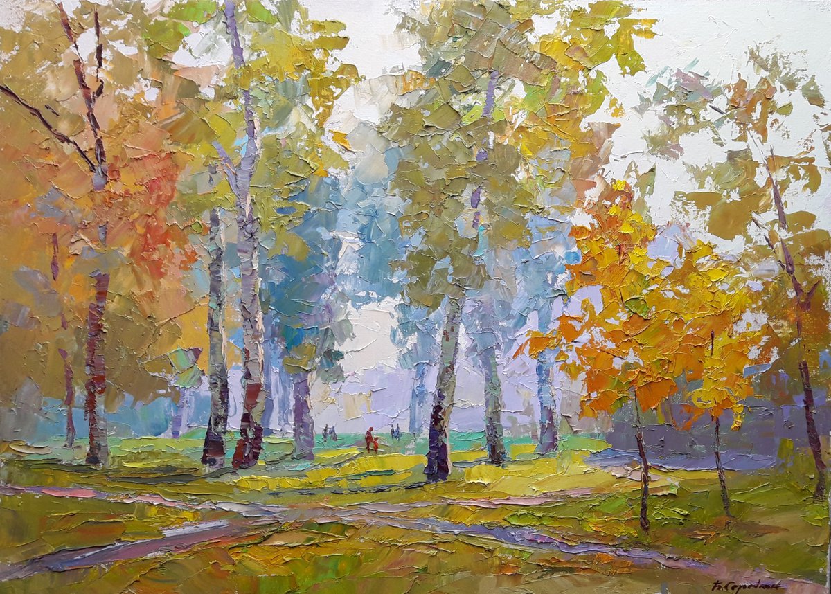 Oil painting Autumn park nSerb361 by Boris Serdyuk