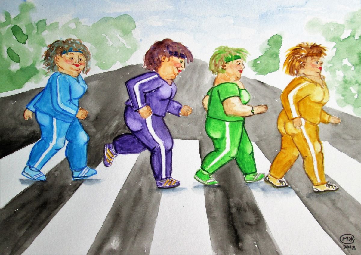 Active Ladies at Abbey Road Crossing by MARJANSART
