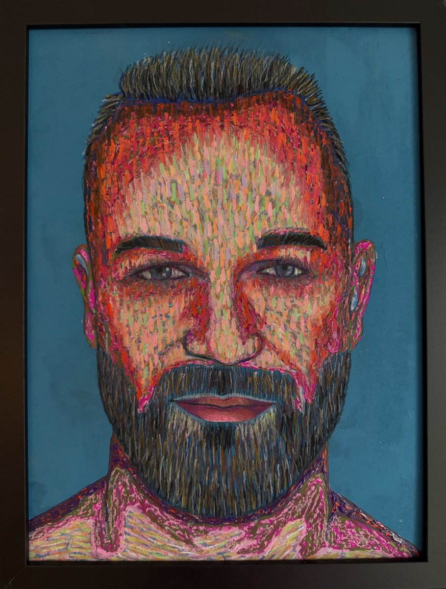 Photorealistic Portrait Painting By Stefano Pallara, 13 X 17", Selfie 120123, Original Artwork