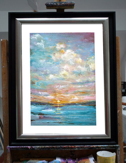DISCOUNT SPECIAL PRICE " GOLDEN TWILIGHT 03 " ORIGINAL PAINTING, SUNSET,SEASCAPE by mir-jan