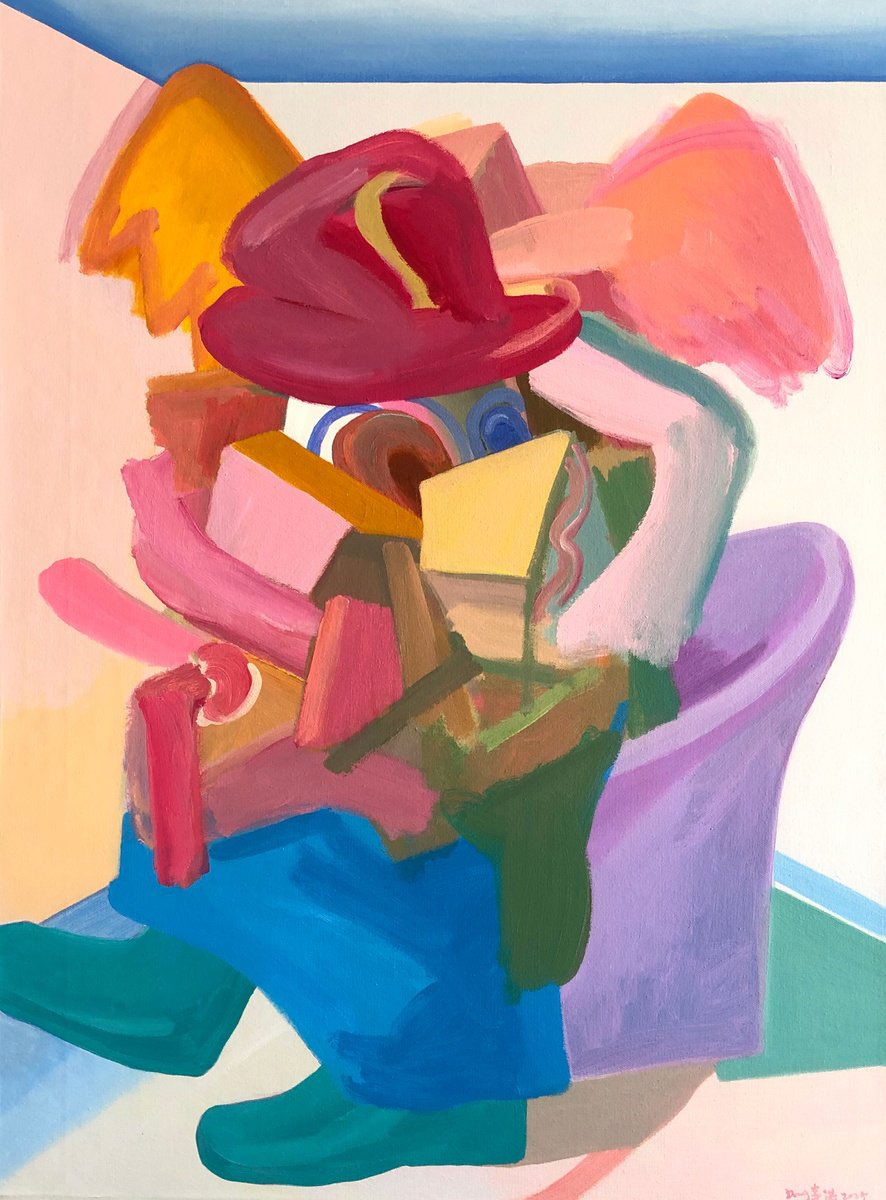 Expressive Portrait Acrylic Painting By Chunhong Dong, 29 X 39, Actor-54, Original Artwork