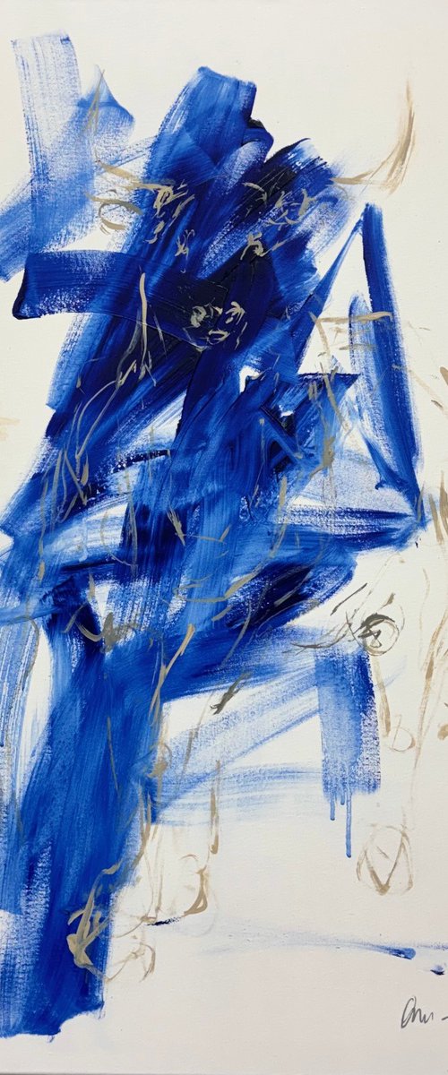 Bull - abstract - blue by Nicole Leidenfrost