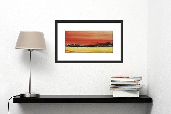 BEACH SUNSET ABSTRACT SEASCAPE. Original Watercolour Painting.