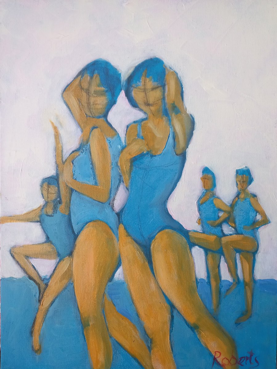 Expressive Portrait Acrylic Painting By Rosalind Roberts, 12 X 16", Staying Alive, Original Artwork