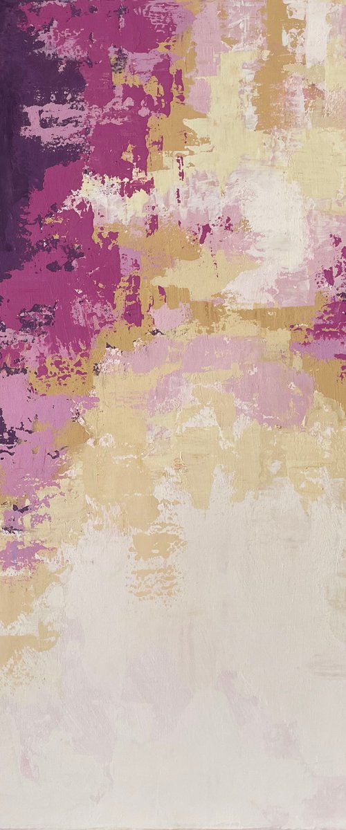 Warm yellows and Purples Abstract by Hannah  Bruce