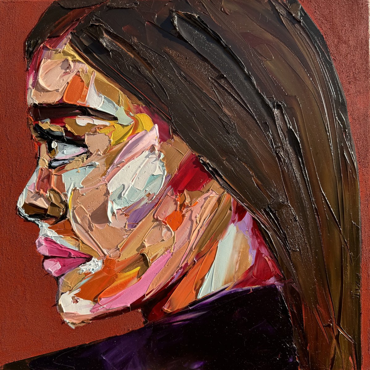 Expressive Oil Painting , Delight By Lina Redford, 20 X 20, Artwork For Sale On Artfinder