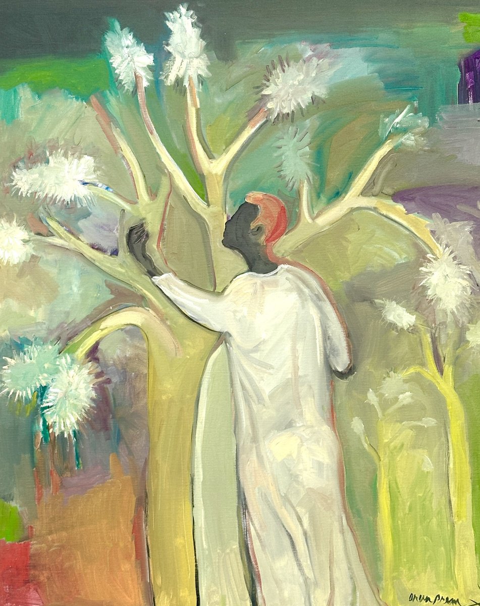 Expressive Abstract Oil Painting By Arun Prem, 30 X 40, Whispers In The Desert, Original Artwork