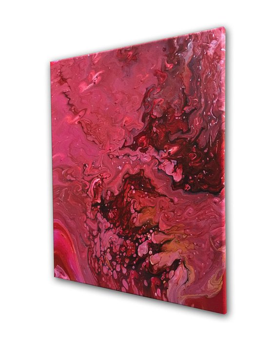 "Big Red" - FREE USA SHIPPING - Original Abstract PMS Fluid Acrylic Painting - 16 x 20 inches