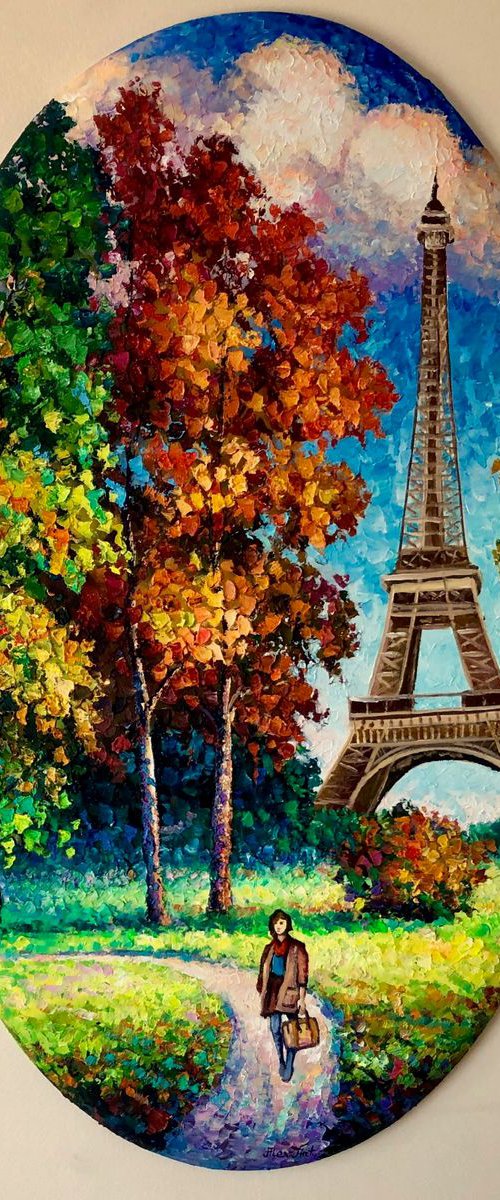 "Walk In Paris" 41" x 26" Original Painting By Alexander Antanenka by Alexander Antanenka