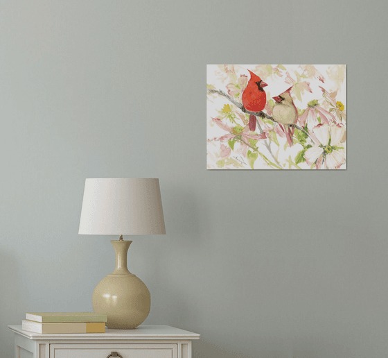 Cardinal Bird and Dogwood