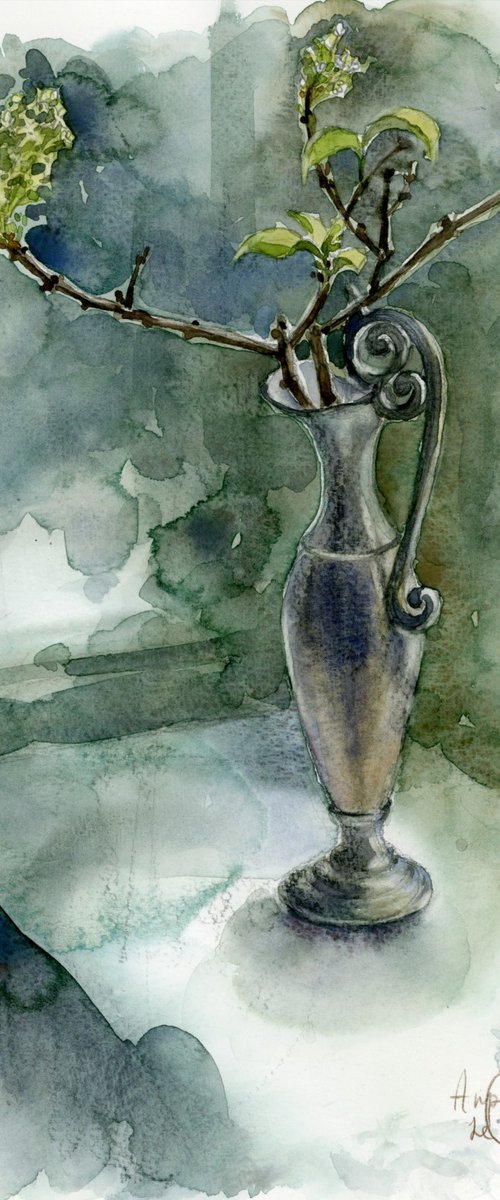 A sprig of white lilac by Tatyana Tokareva