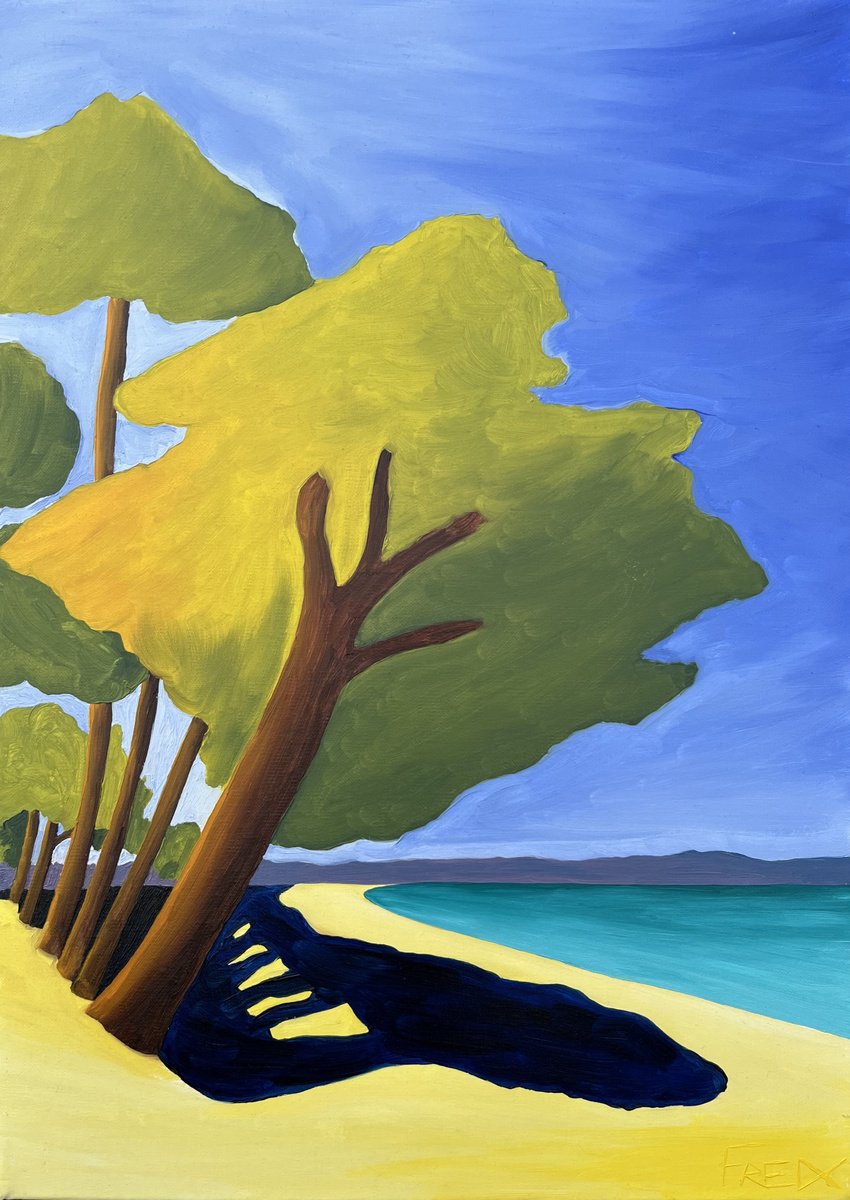 Landscape Oil Painting By Cadiou Frederic, 13 X 18, Cap Coz Beach, Original Artwork