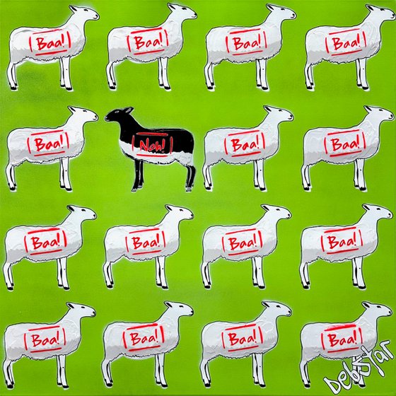 The Black Sheep - Green 61cm x 61cm