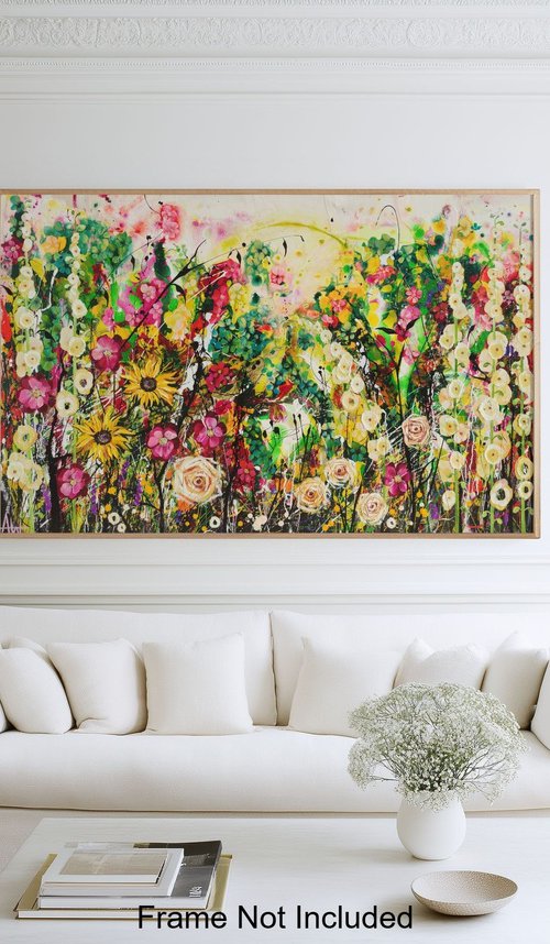Honeyglow Grove; Abstract Floral Landscape by Angie Wright