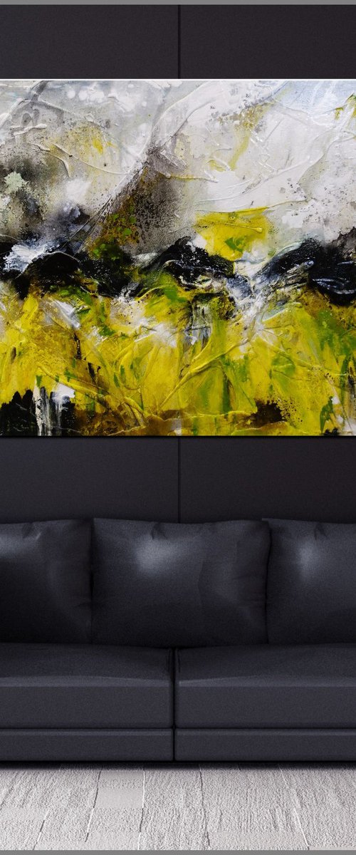 Lime Tonic 190cm x 100cm Green Textured Abstract Art by Franko
