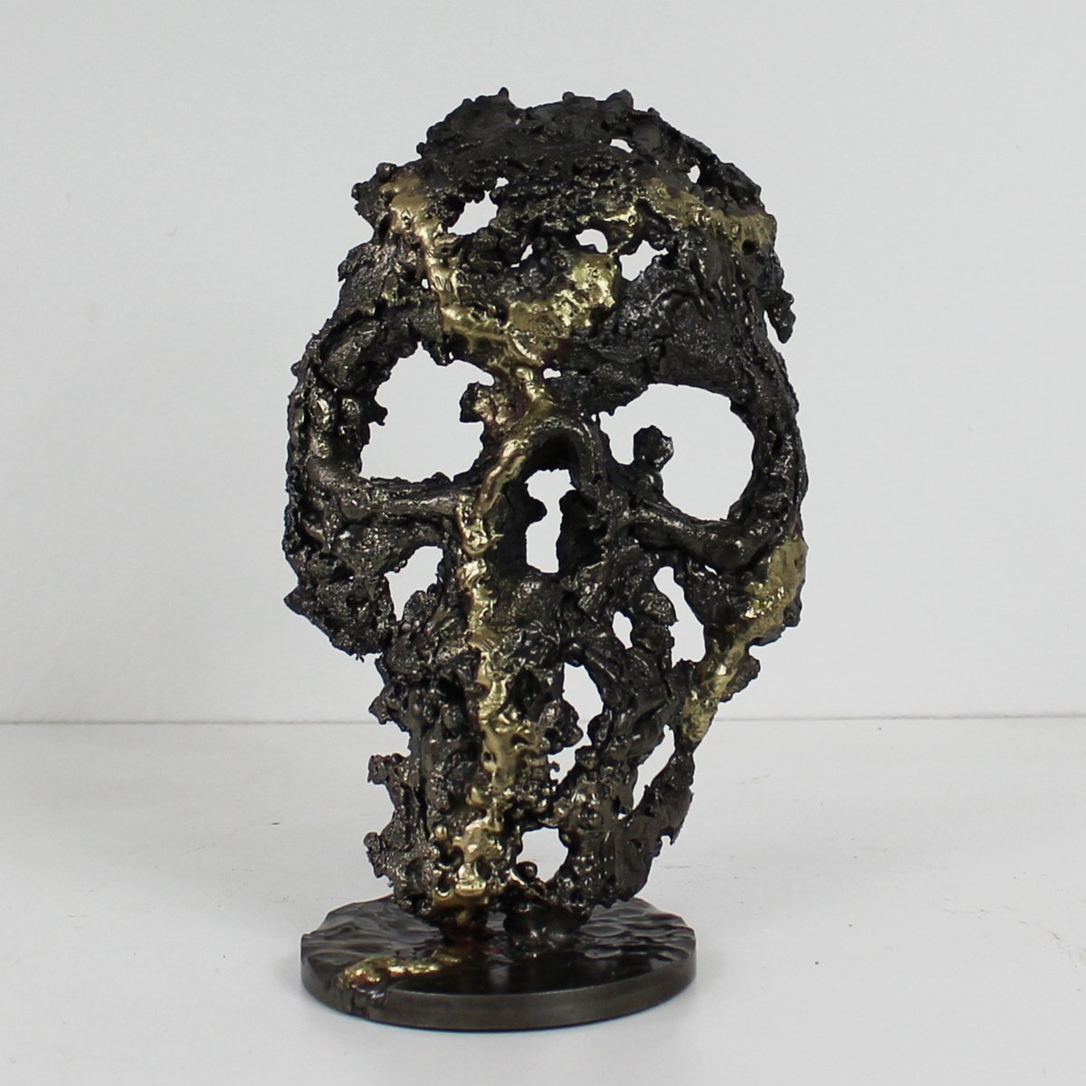 Skull LXXIV - Skull artwork steel brass by Philippe Buil