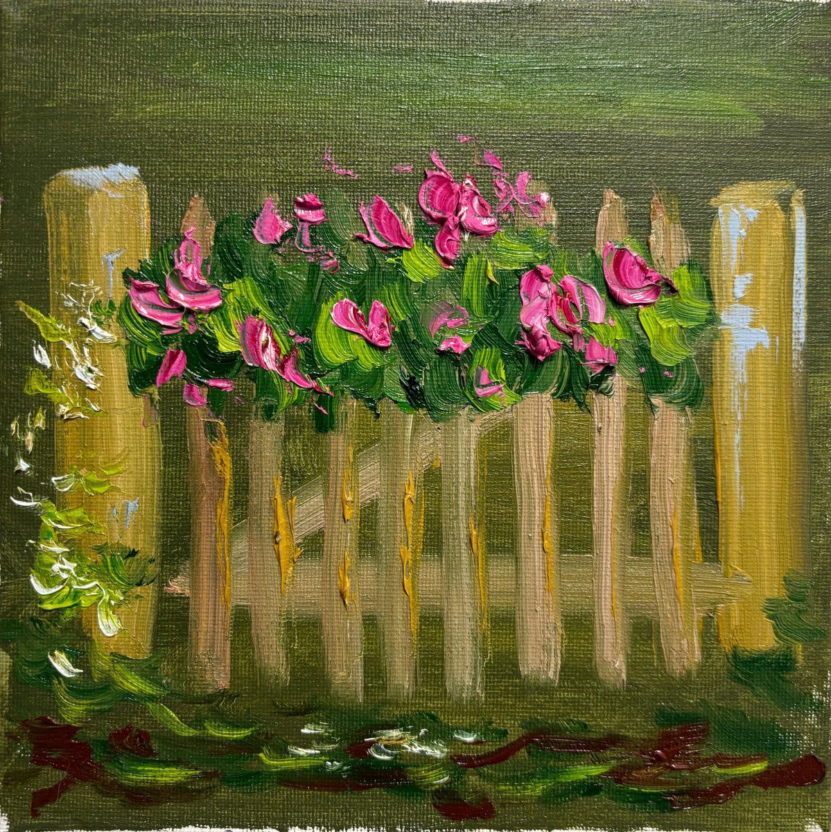 Flowers Over De Fence By Dmitry Fedorov, 8 X 8, Artwork For Sale On Artfinder