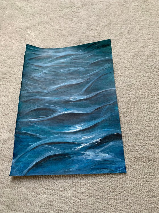 Water Seascape Painting for Home Decor, Blue Impressions Wall Art Decor, Artfinder Gift Ideas