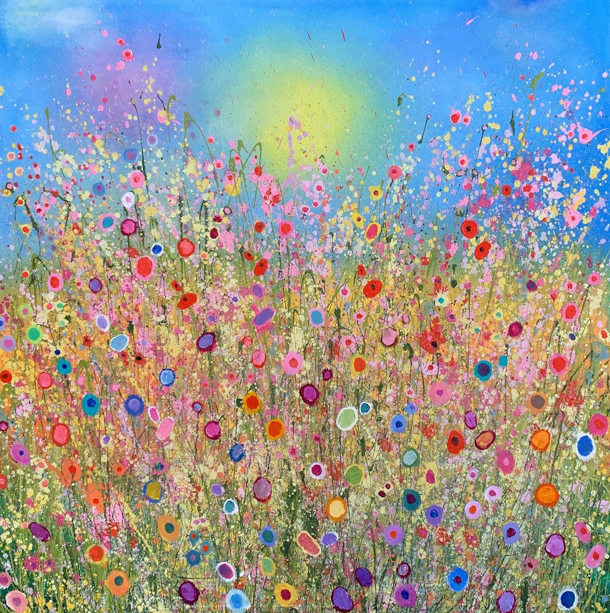 Impressionistic Botanical Oil Painting By Yvonne Coomber, 47 X 47", Forever Loving You, Original Artwork
