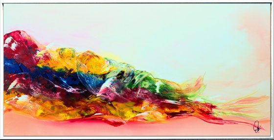 Summer games - colourful abstract painting in frame