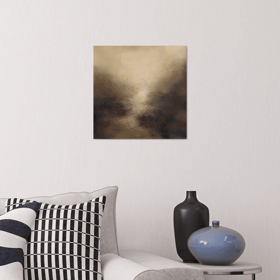 Сontemplation 30X30 cm -  gift modern urban art  wall decor original oil painting gold particles landscape office art decor home decor gift idea