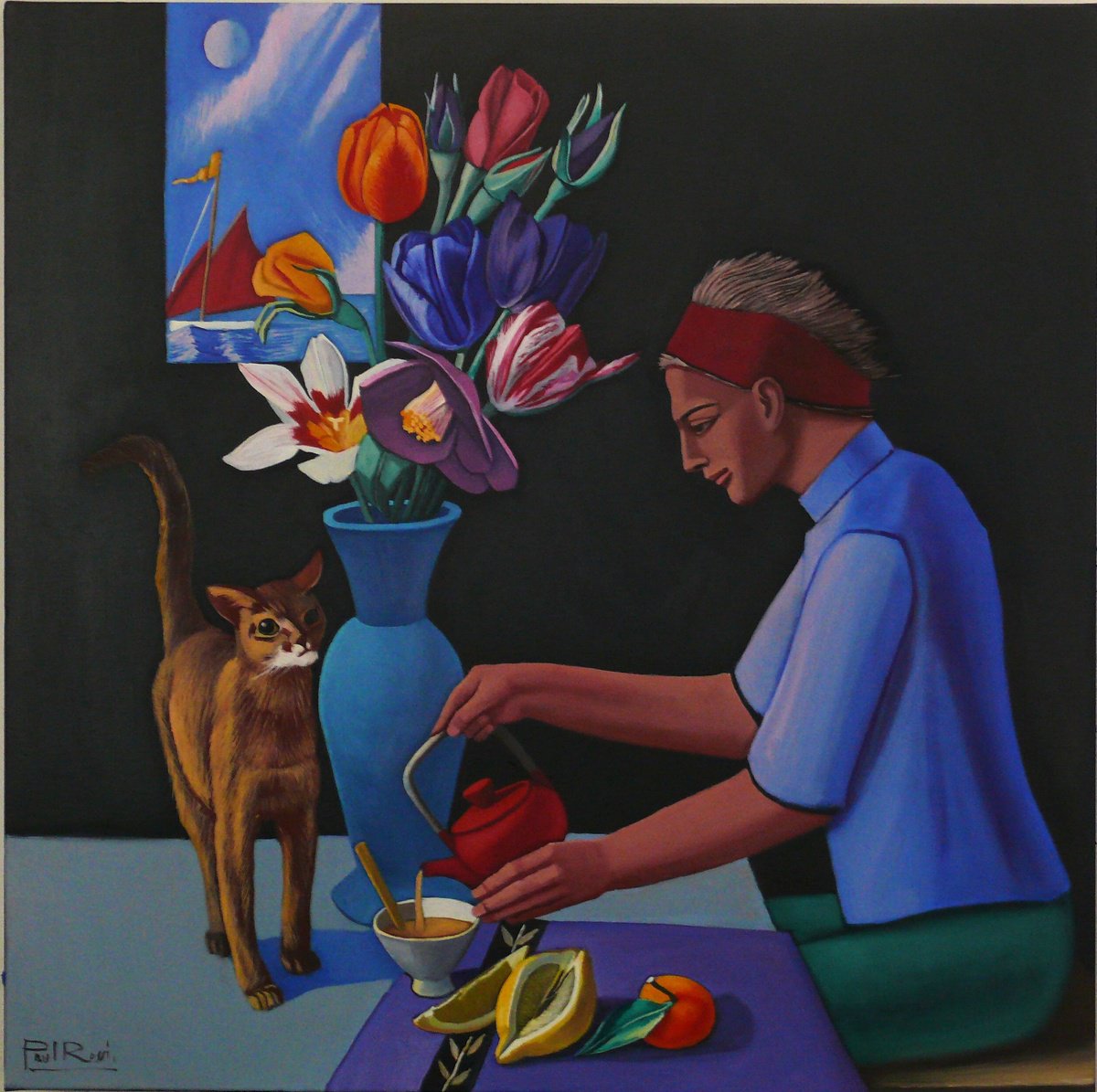 Oil Painting , Tea-Ceremony By Paul Rossi, 24 X 24, Artwork For Sale On Artfinder