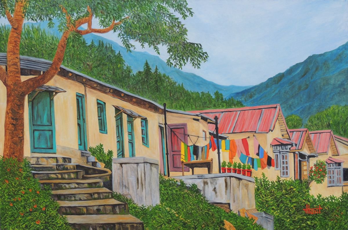 Photorealistic Landscape Oil Painting By Ajay Harit, 45 X 30, Lazy Afternoon, Original Artwork