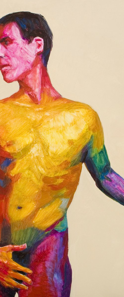 expressionist pop contemporary nude man - selfportrait by Olivier Payeur