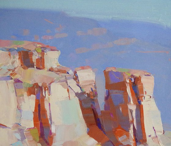 Grand Canyon, Landscape oil painting, palette knife art One of a kind, Signed, Handmade artwork