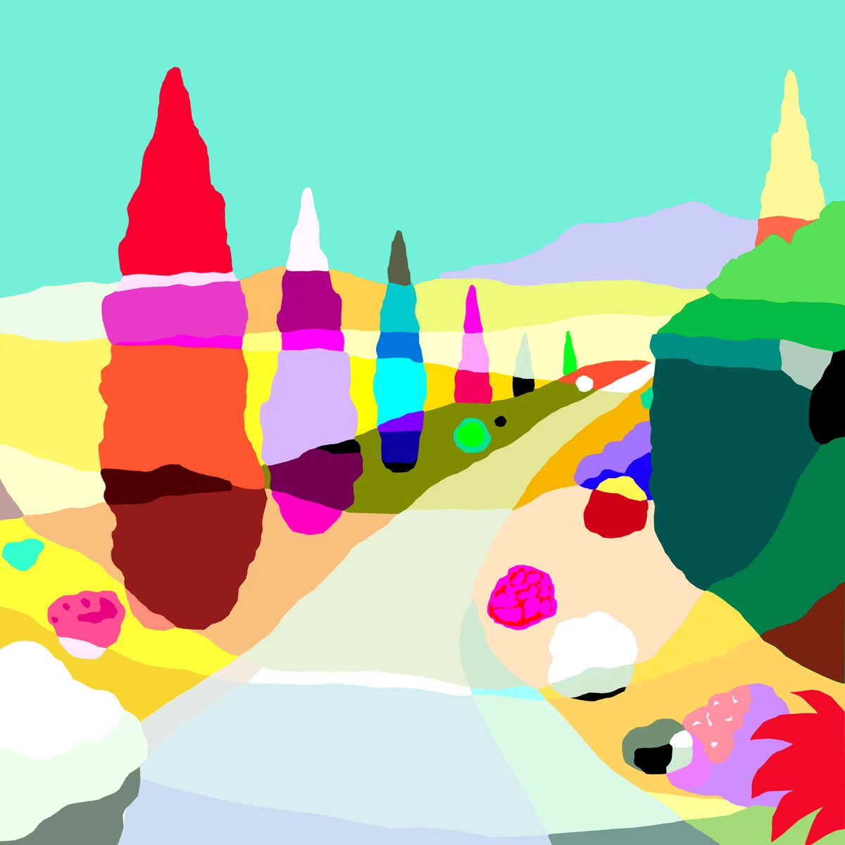 The hedge (El seto) (pop art, landscape) by Alejos