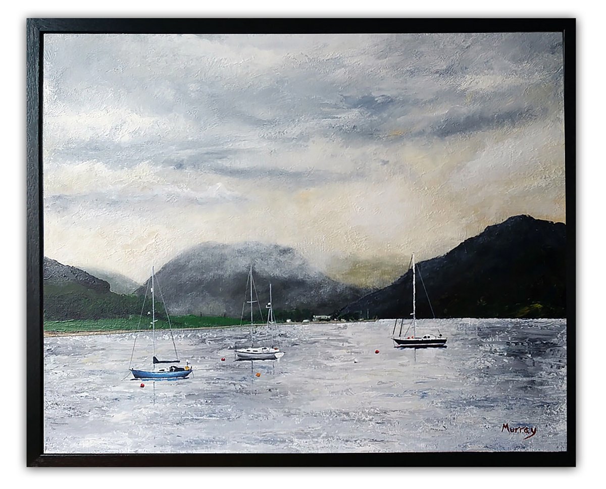 Landscape Acrylic Painting By Stephen Murray, 23 X 19", Port Bannatyne Isle Of Bute, Original Artwork