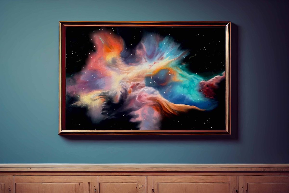 Abstract Oil Painting By Simona Nedeva, 36 X 24", A Glimpse To The Future, Original Artwork