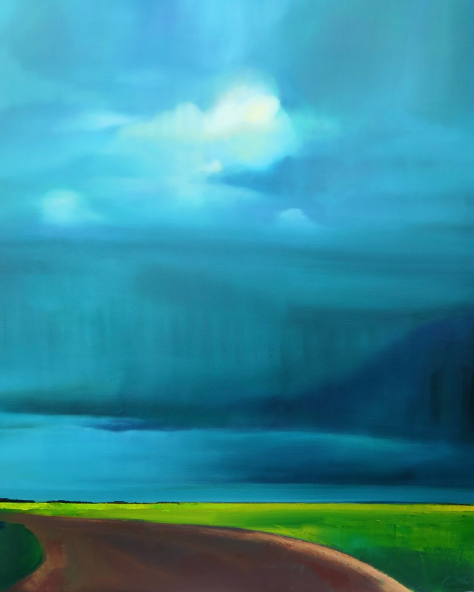 Impressionistic Landscape Oil Painting By Francesca Currie, 40 X 47, Wandering Landscape, Original Artwork