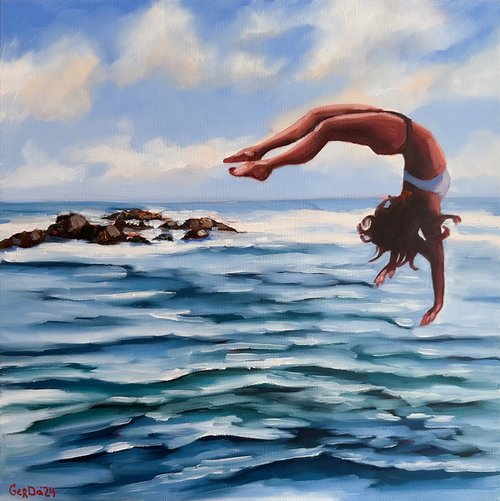 Jumping in Ocean by Daria Gerasimova