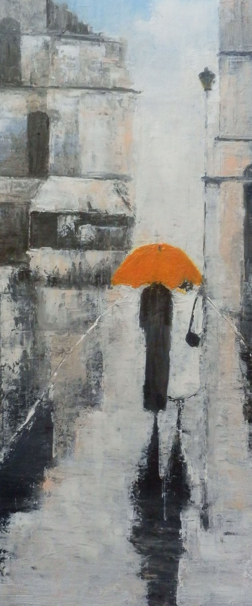 Two women in the rain by Maria Karalyos