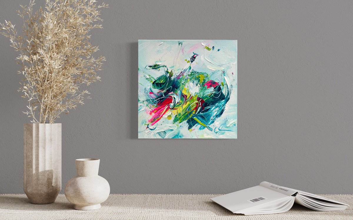 Organic Abstract Acrylic Painting By Maria Bevilacqua-Fischer, 12 X 12", Love Letter No. 4, Original Artwork