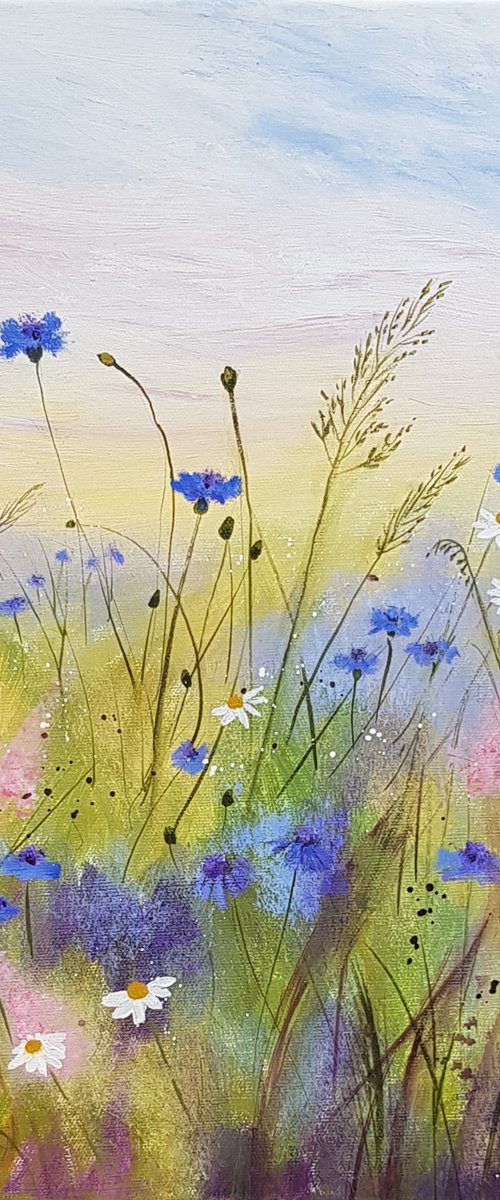 Cornflowers in the Meadow (Meadow Painting) by Michele Wallington