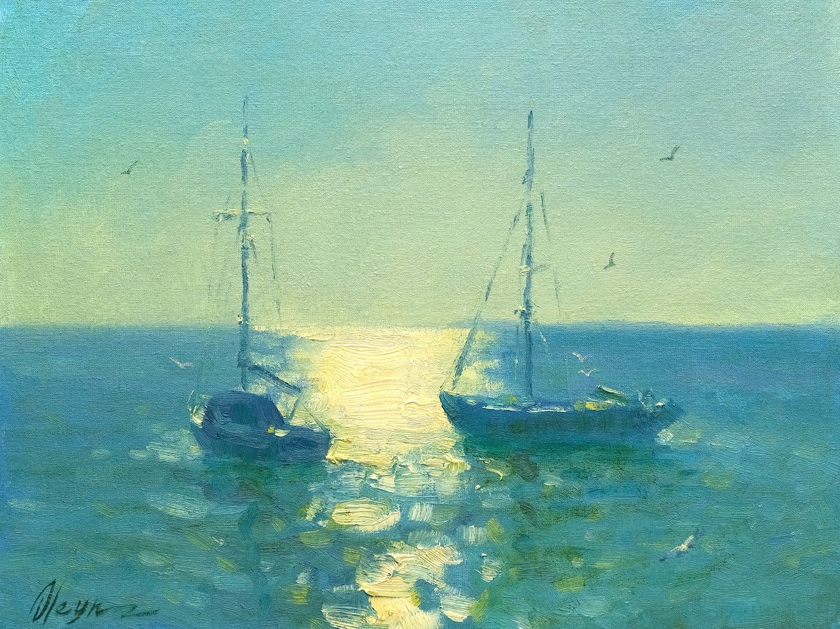 Impressionistic Landscape Oil Painting By Dmitry Oleyn, 16 X 12, Evening, Original Artwork