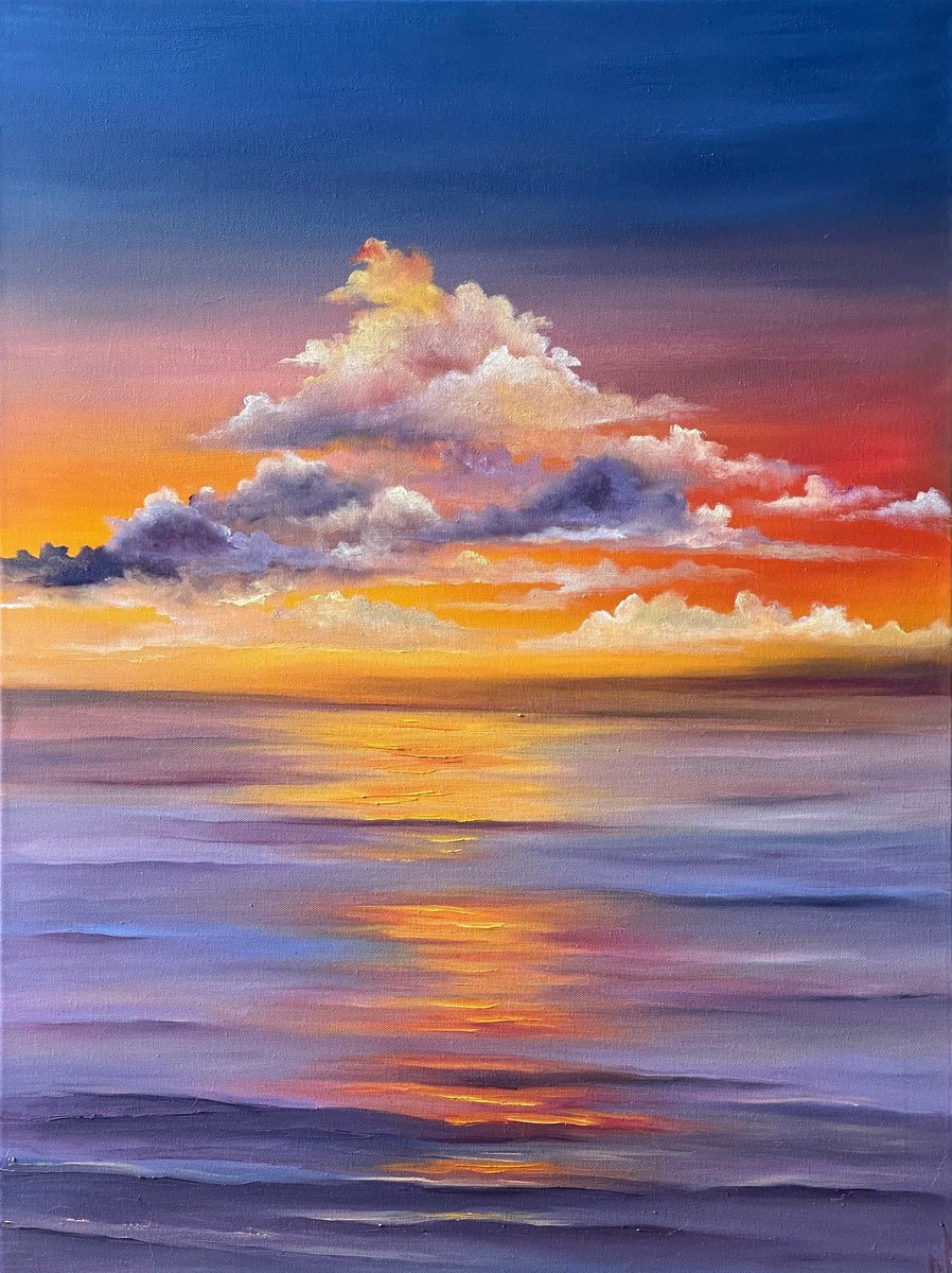 Expressive Landscape Oil Painting By Anastasiia Novitskaya, 24 X 31, Calmness, Original Artwork