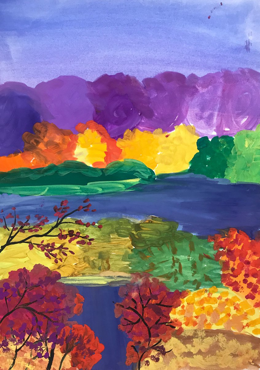 Expressive Landscape Painting By Anastasia Terskih, 12 X 17, Blooming Trees, Original Artwork