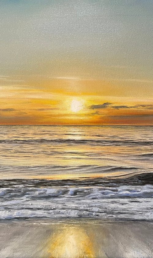 GOLD WAVES ocean sunset 2024 by Aflatun Israilov