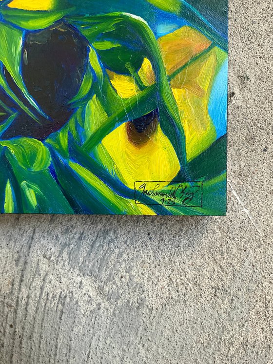 Bird In Sunflowers