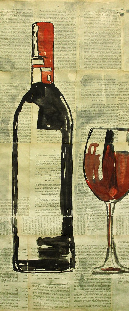 A bottle of red wine. by Marat Cherny