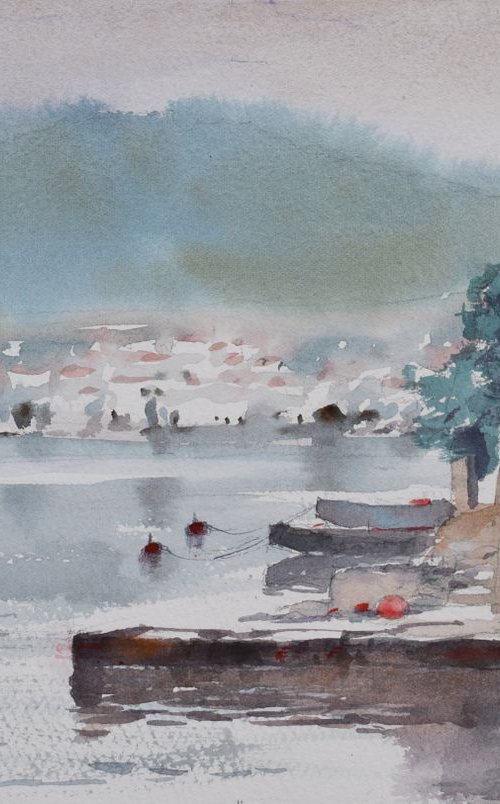 Adriatic scene with old house II by Goran Žigolić Watercolors