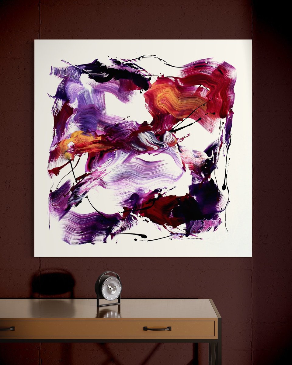 Expressive Abstract Acrylic Painting By Paresh Nrshinga Frsa, 40 X 40", Harmony In Motion, Original Artwork