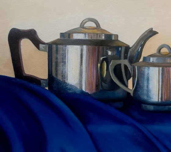 Teaset on Blue