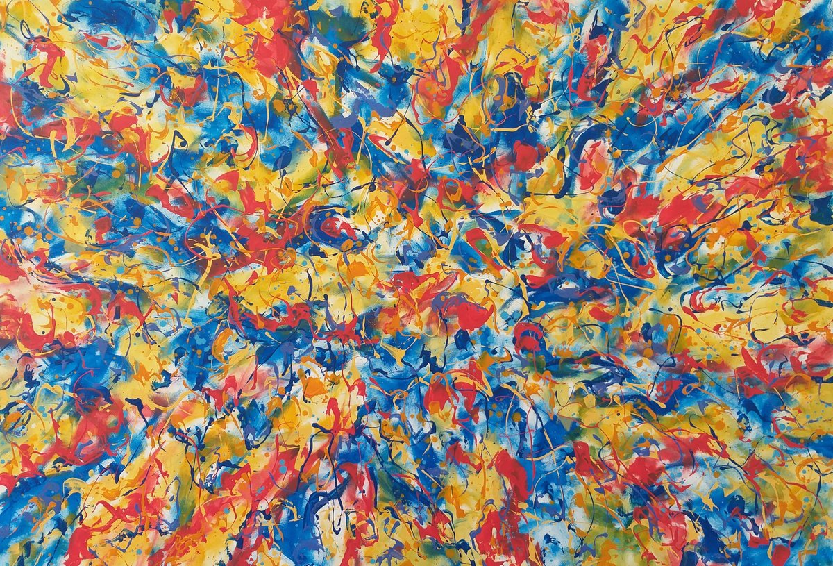 Abstract Acrylic Painting By Max Yaskin, 64 X 43", Alchemy 2 By M.y., Original Artwork